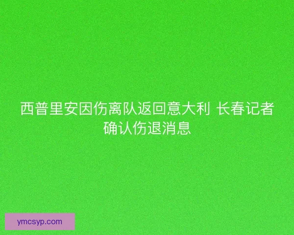 西普里安因伤离队返回意大利 长春记者确认伤退消息